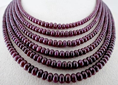 Certified Natural Untreated Ruby Beads Necklace 451 Carats Round 6 Line