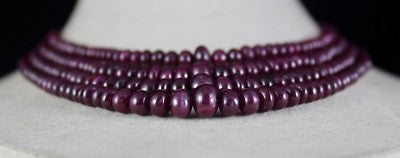 Certified Natural Unheated Ruby Beads Necklace 399 Ct Red Gemstone Statement 4mm
