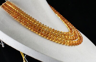 Certified Natural Yellow Citrine Beads 935 Ct Round Statement Necklace For Women