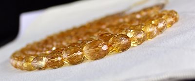 Certified Natural Citrine Beads Necklace 5l 1222ct Faceted Oval Yellow Gemstone