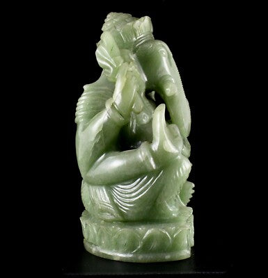 Certified Lord Ganesha Natural Aventurine 22700 Ct Green Jade Home Decor Statue