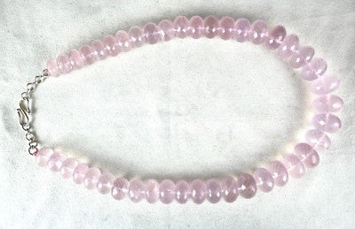 Faceted Rose Quartz Beads Necklace 1125 Ct Pink Gemstone Sterling Silver