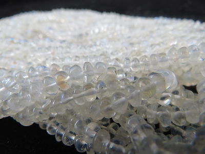 Sterling Silver Natural Rainbow Moonstone Necklace Round 727 Ct White Beads 10 L