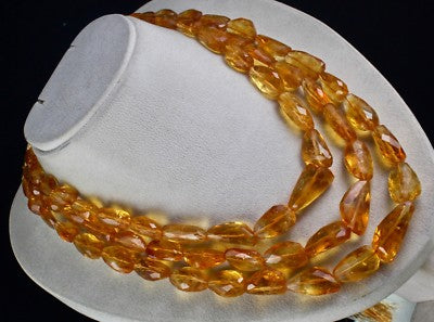 Certified Natural Yellow Citrine Beads Necklace Tumble 3 L 1082 Ct Statement
