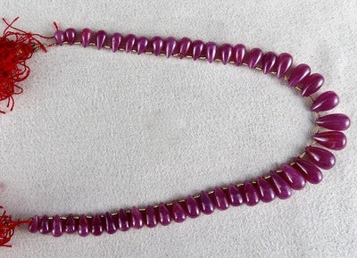 Certified Ruby Teardrop 124 Ct Gemstone Beads Sterling Silver Party Necklace