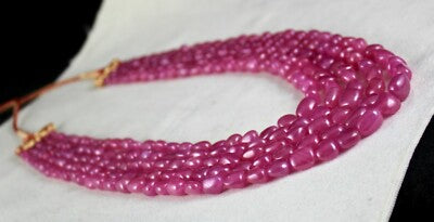 Certified Natural Untreated Ruby Beads 5 Line 1087 Ct Ladies Gemstone Necklace