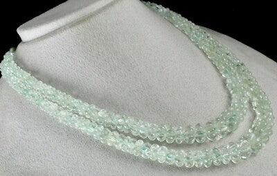 Certified Aquamarine Melon Beaded Necklace 567 Ct Natural Gemstone String