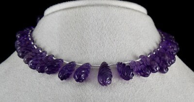Natural Amethyst 197 Ct Carved Tear Drops 31 Pcs Gemstone Designing