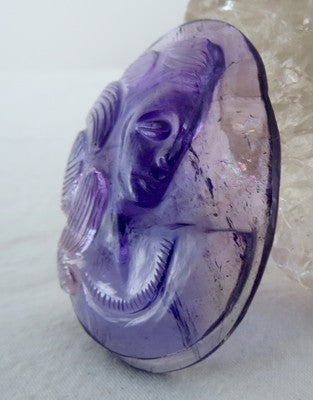 Natural Brazilian Amethyst 97.50ct Carved 46mm Gemstone For Pendant