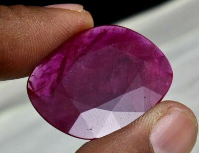 Certified Natural Heated Mozambique Ruby Oval 32x25mm 38.40 Ct Gemstone Pendant