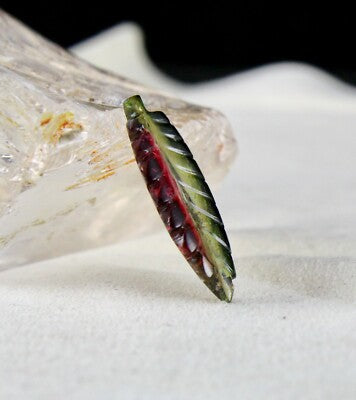 Natural Multi Tourmaline 8.30 Cts Carved Leaf Gemstone Pendant Ring Designing