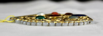 Certified Old Nephrite Jade 10ct Navratan Stone Natural Diamond 22k Gold Pendant