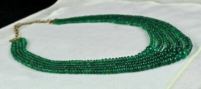 Certified Green Gemstone Natural Emerald 338ct Beads Necklace For Women