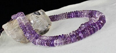 Certified Natural Amethyst Round Beads Necklace 2l 1127ct Unique Sterling Silver