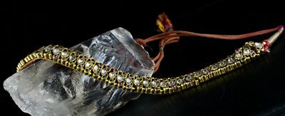 Certified Antique Real Old Gold 22k Jadau Natural Gemstone 10ct Ladies Necklace