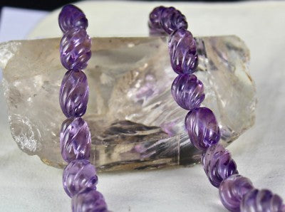 Certified Natural Amethyst 740ct Carved Oval Sterling Silver Necklace