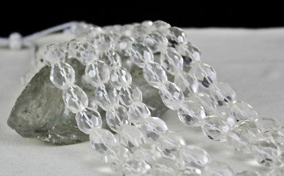 Natural White Rock Crystal Quartz Faceted Beads Necklace 3 L 1311 Ct Gemstone