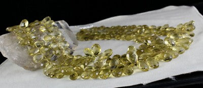 Certified Natural Lemon Quartz Beads 1502 Ct Tear Drops Gemstone Necklace