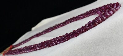 Certified Natural Unheated Ruby Necklace 5 Line 586 Ct Gemstone Beaded String