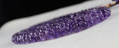Certified Natural Amethyst Beads Carved Melon Necklace 886 Ct Purple Fashion
