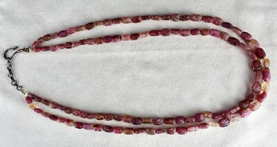 Certified Old Natural Multi Tourmaline Rubellite 323ct Carved Beads Necklace
