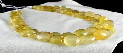 Yellow Chalcedony Beads Faceted 1478 Ct Gemstone Fashion Necklace For Women