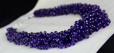 Certified Natural Amethyst 1157 Ct Teardrop Sterling Silver Party Necklace