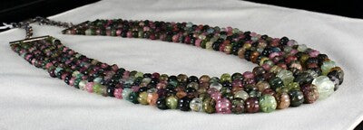 Certified Antique Natural Multi Tourmaline 860ct Carved Melon Gemstone Necklace