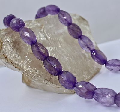 Natural Purple Amethyst Faceted Oval Necklace 550 Ct Gemstone Beads Finest