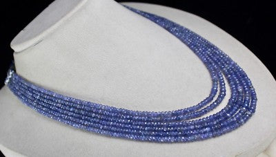 Natural Tanzanite 312 Ct Faceted Beads Necklace 15-18 Inches For Women