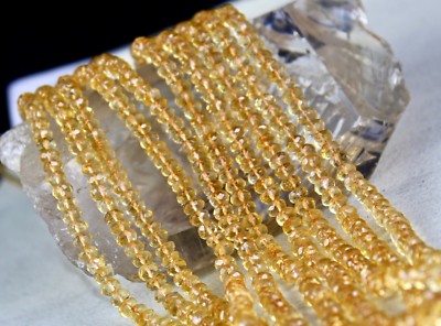 Yellow Citrine Faceted Beads Necklace 5 L 480 Ct Gemstone Fashion Accessory