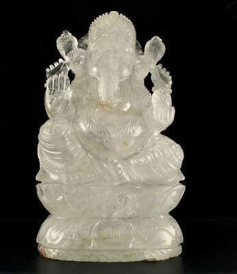 Certified Natural Rock Crystal Quartz 49865 Ct 12" Lord Ganesha Statue Decor