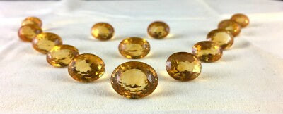 Certified Yellow Natural Citrine Oval Cut 171.50ct 14 Pcs Gemstone For Design