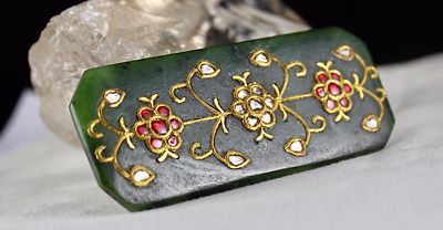 Certified Natural Nephrite Jade 253ct Pendant Natural Diamond & Gem 22k Gold