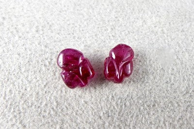 Certified Ruby Engraved Leaves 7.40 Ct Loose Gemstone Pair Earring