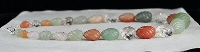 Natural Semi Precious Gemstone Melon Beads Necklace 901 Cts Sterling Silver
