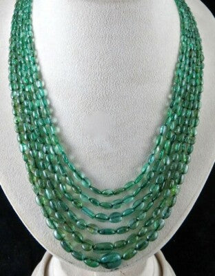 Certified Natural Emerald Necklace 398 Ct Cabochon Beads Important Gemstone
