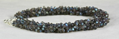 561 Ct Natural Labradorite Briolette Necklace 18" Sterling Silver Women