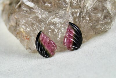 Natural Multi Tourmaline 34.97ct 4 Pcs Carved Gemstone For Earring Design