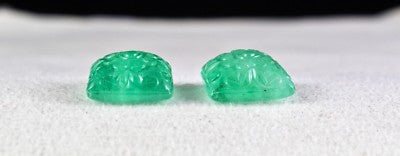Certified Natural Emerald Mughal Engraved 15mm Square 28.70 Ct Earring