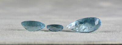 Certified Natural Blue Aquamarine 3 Pcs 10.12 Ct Loose Gemstone For Ring Pendant