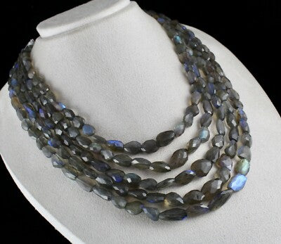 Certified Natural Black Labradorite Nuggets 993 Ct Faceted Gemstone Necklace