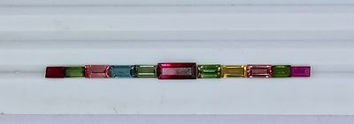 Certified Fine Natural Multi Tourmaline Baguette Cut 11 Pcs 9.78 Ct Gem Design