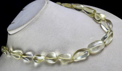 Natural Lemon Quartz 580 Carats Tumble Beads Gemstone Necklace