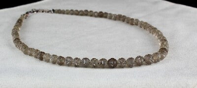 Smoky Quartz Carved Beads Antique Necklace 178ct Gemstone For Women