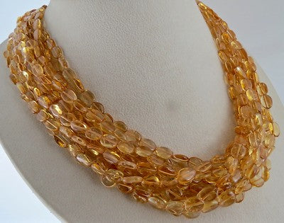 Citrine Beaded 982 Ct Necklace 11l Fashion Ladies Cabochon Long Gemstone