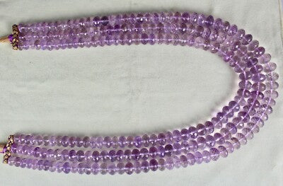 Certified Natural Pink Amethyst Faceted Beads Round 1466 Ct Necklace For Women