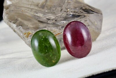 Certified Natural Pink & Green Tourmaline Oval Cabochon 87 Ct Gemstone Design