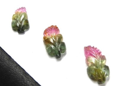 Natural Multi Tourmaline Leaves 10.64 Ct Carved Gemstone For Earrings/pendant