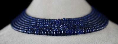 Certified Natural Blue Sapphire 643 Ct Round Beads Gemstone Necklace 621 Ct